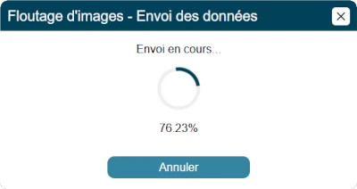 Interface d'attente d'envoi des données pour le floutage d'images vers le serveur