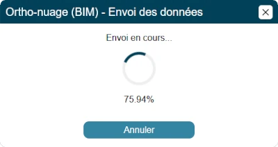 Interface d'attente d'envoi des données pour l'ortho-nuage (BIM) vers le serveur
