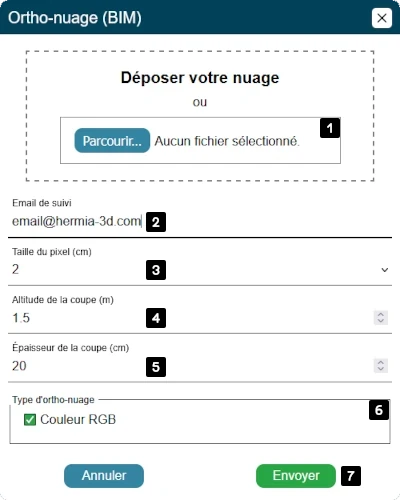 Interface de l'application 'Ortho-nuage (BIM)'