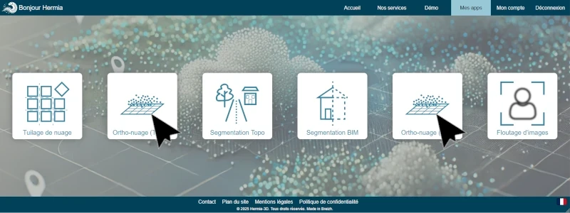 Sélection de l'application 'Ortho-nuage'