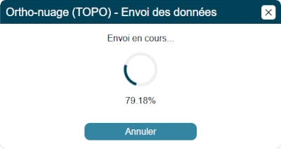 Interface d'attente d'envoi des données pour l'ortho-nuage (TOPO) vers le serveur